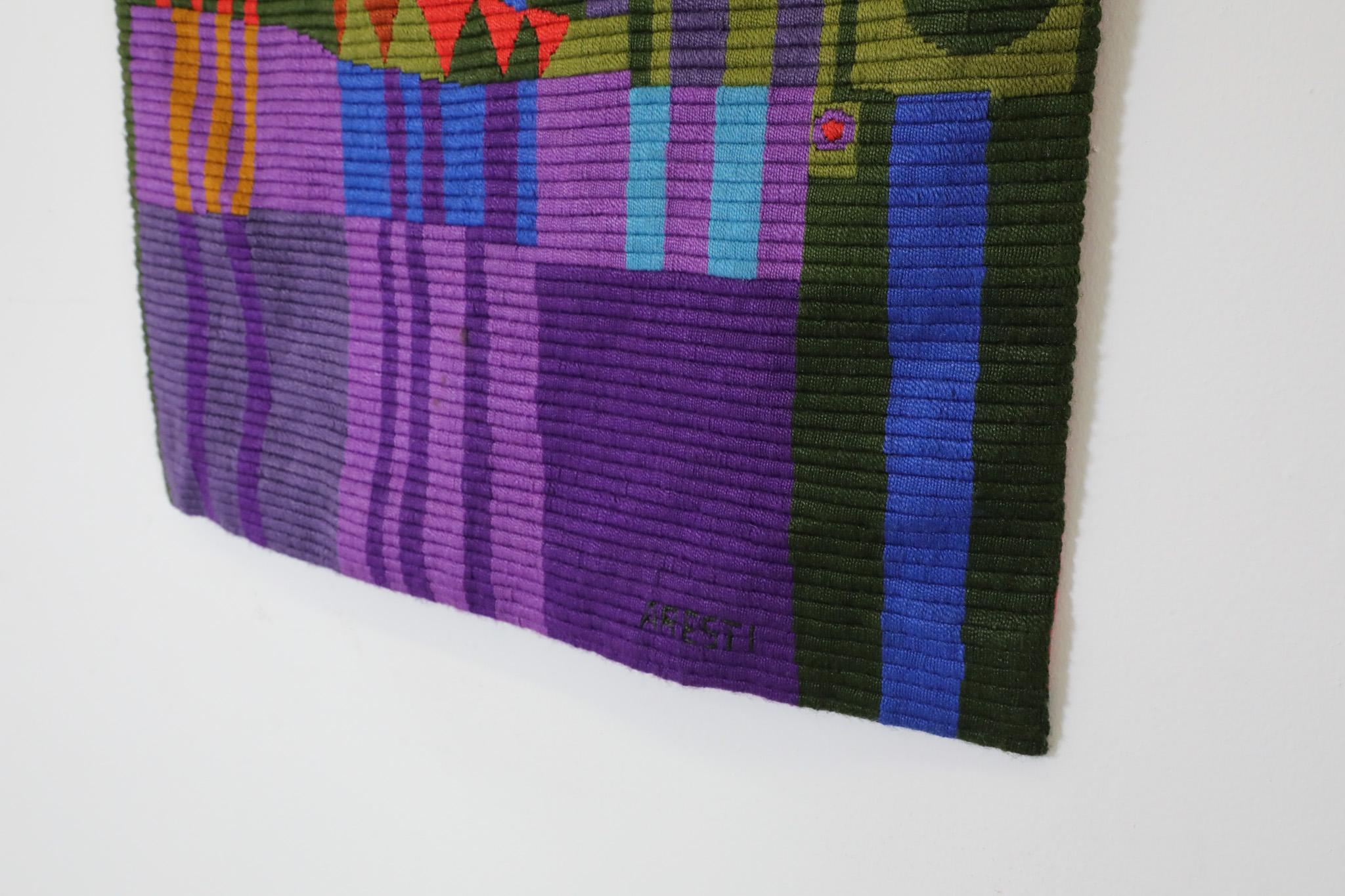 Fabulous French Mid-Century Abstract Hand Dyed Woven Art Tapestry by Aresti For Sale 1