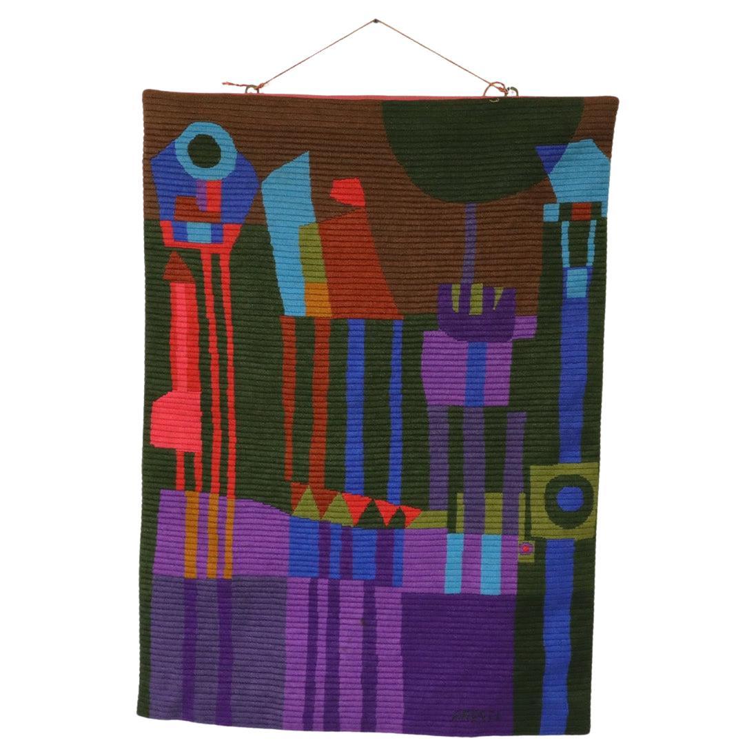 Fabulous French Mid-Century Abstract Hand Dyed Woven Art Tapestry by Aresti
