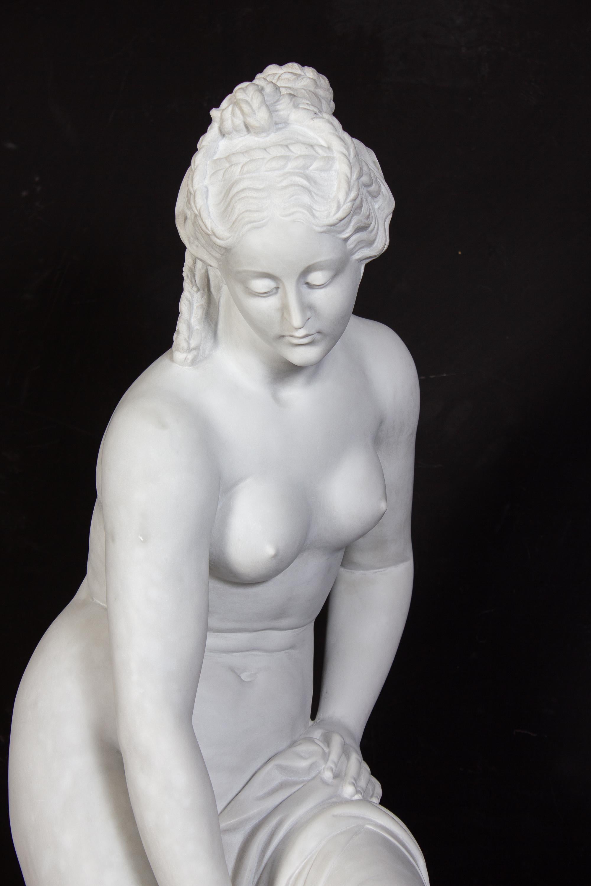  Fabulous French Neoclassical Marble Sculpture of Bathing Venus 1880' For Sale 6