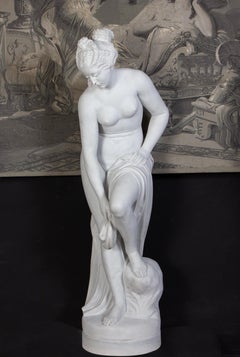 Fabulous French Neoclassical Marble Sculpture of Bathing Venus 1880'