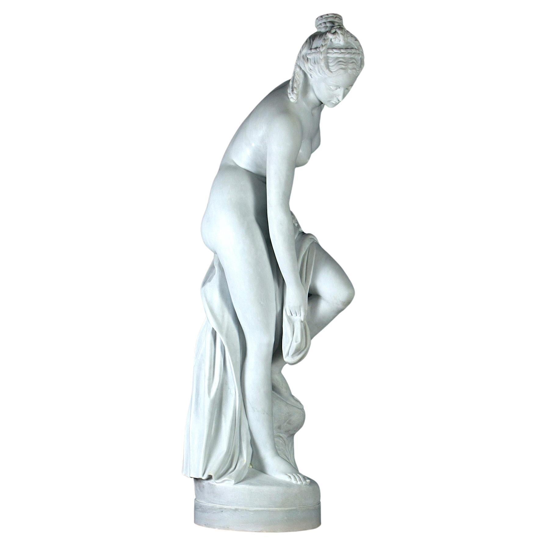  Fabulous French Neoclassical Marble Sculpture of Bathing Venus 1880' For Sale