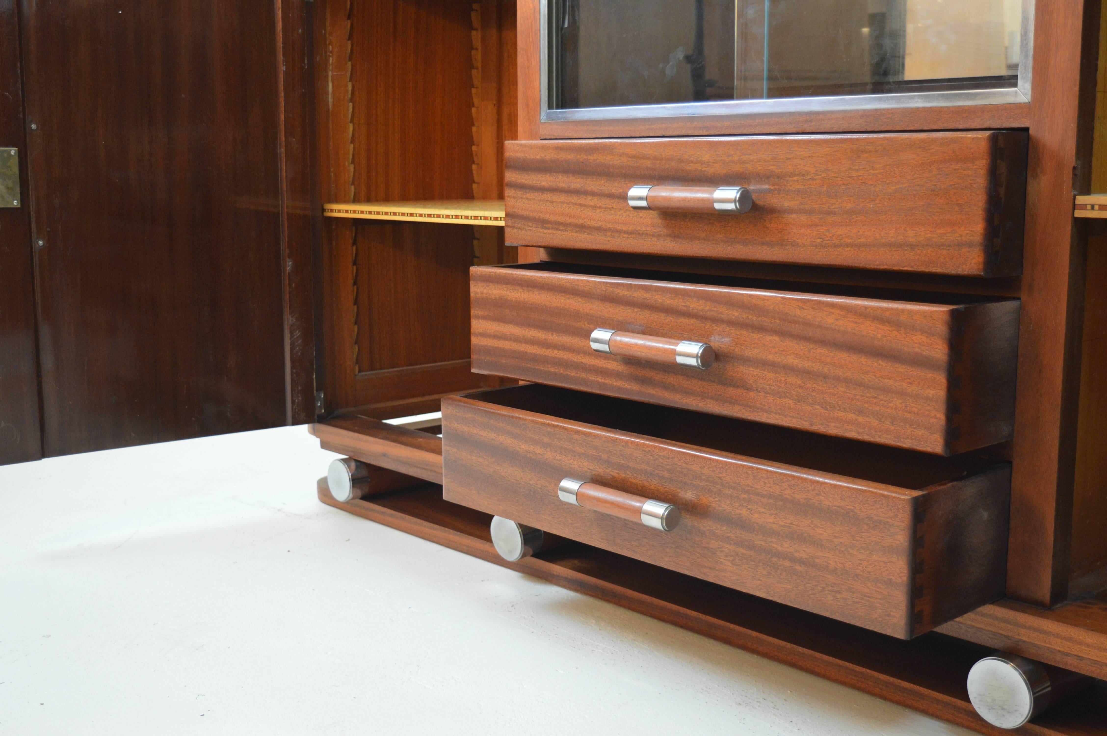 Fabulous Gaston Poisson Art Deco Sideboard in Solid Mahogany, 1930s 3