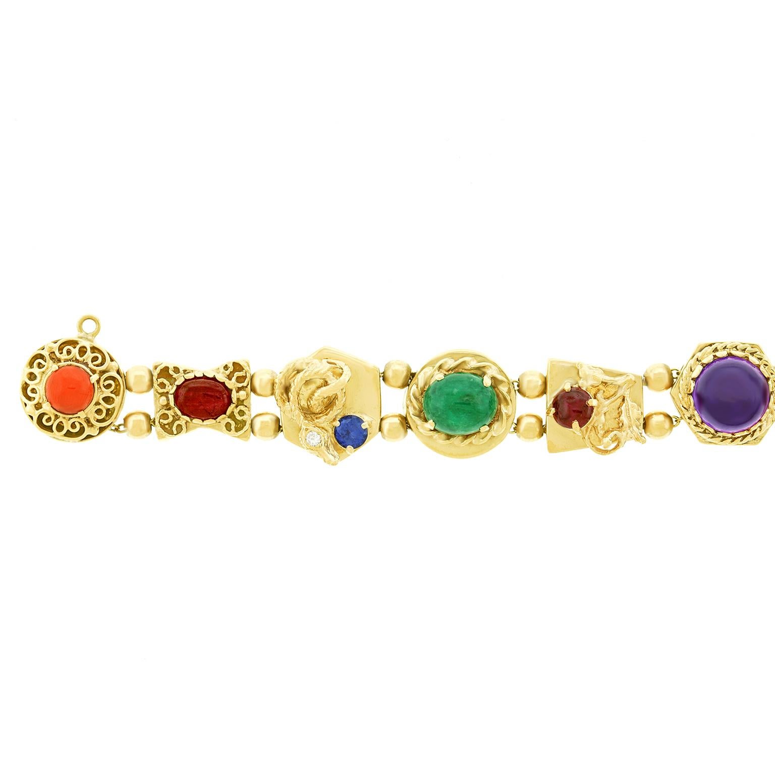 Fabulous Gemstone Set Gold Slide Bracelet 3