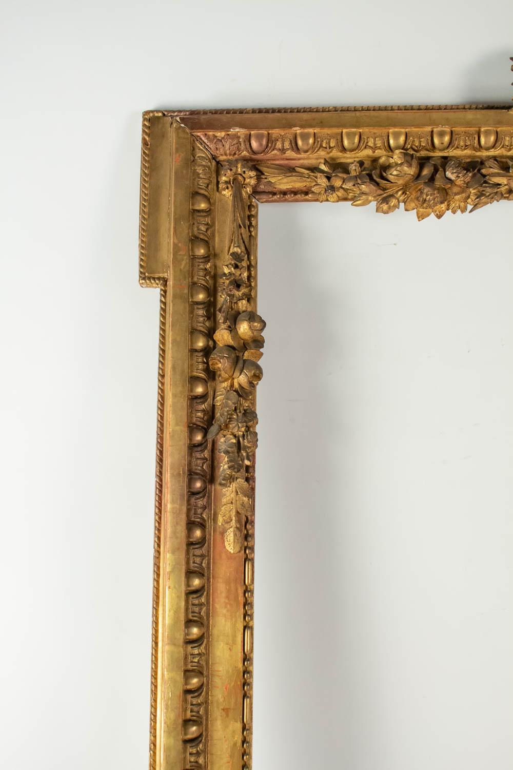 Fabulous  Giltwood and Stucco Louis XVI Style Frame, Mirror, France For Sale 6