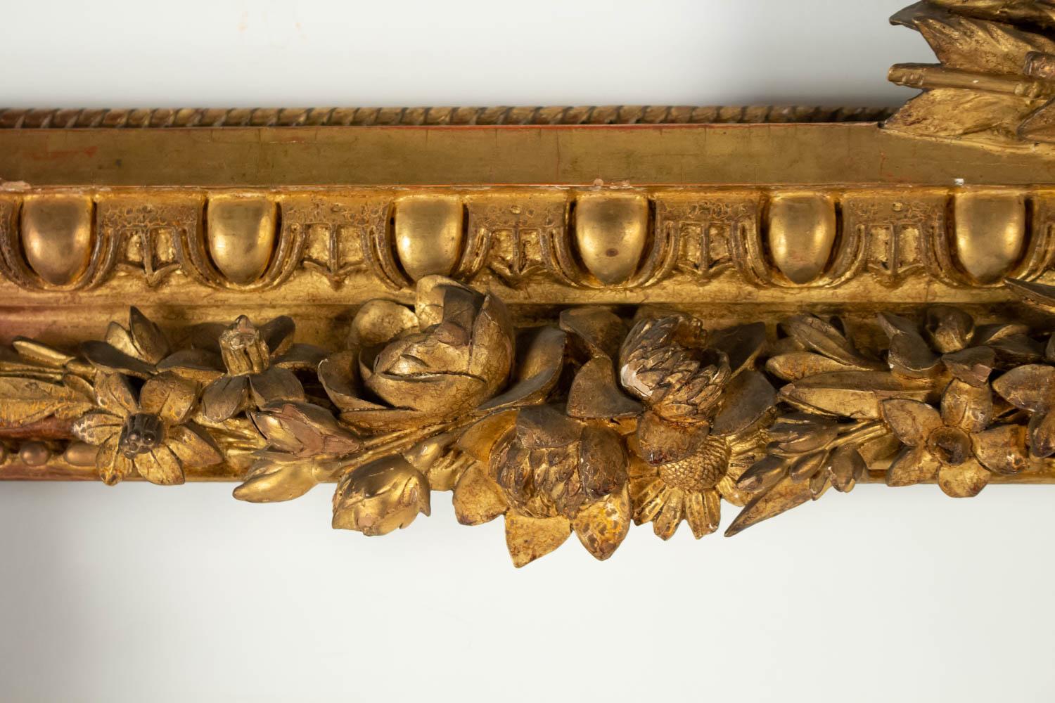 Hand-Carved Fabulous  Giltwood and Stucco Louis XVI Style Frame, Mirror, France For Sale