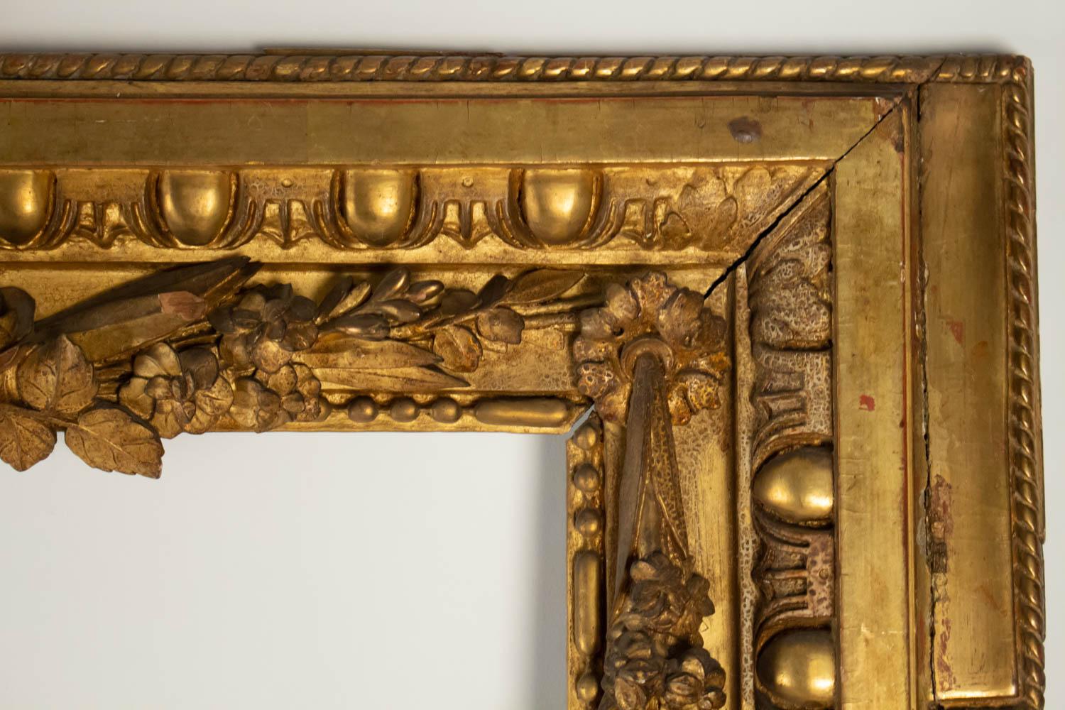 19th Century Fabulous  Giltwood and Stucco Louis XVI Style Frame, Mirror, France For Sale