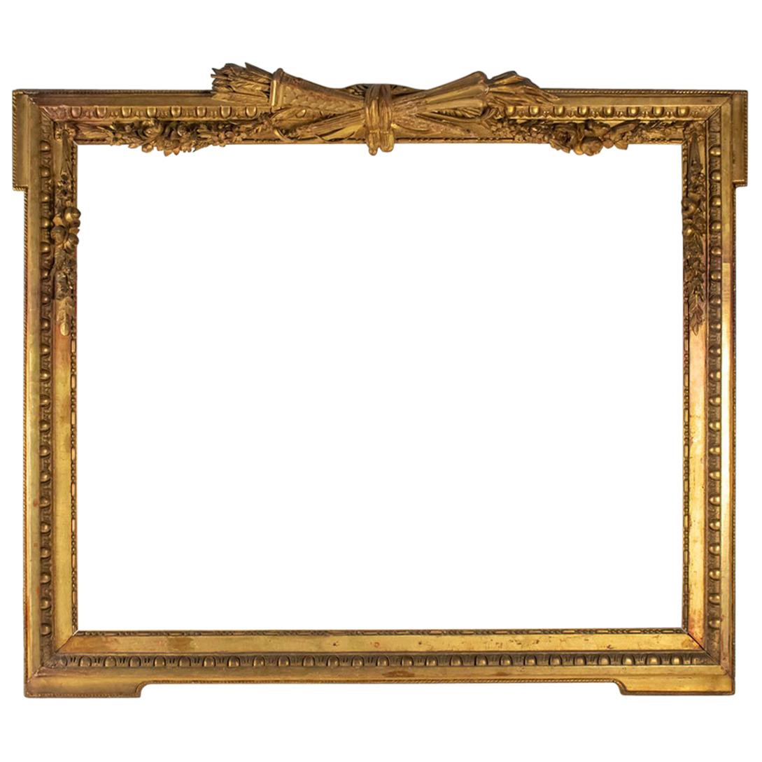 Fabulous  Giltwood and Stucco Louis XVI Style Frame, Mirror, France For Sale