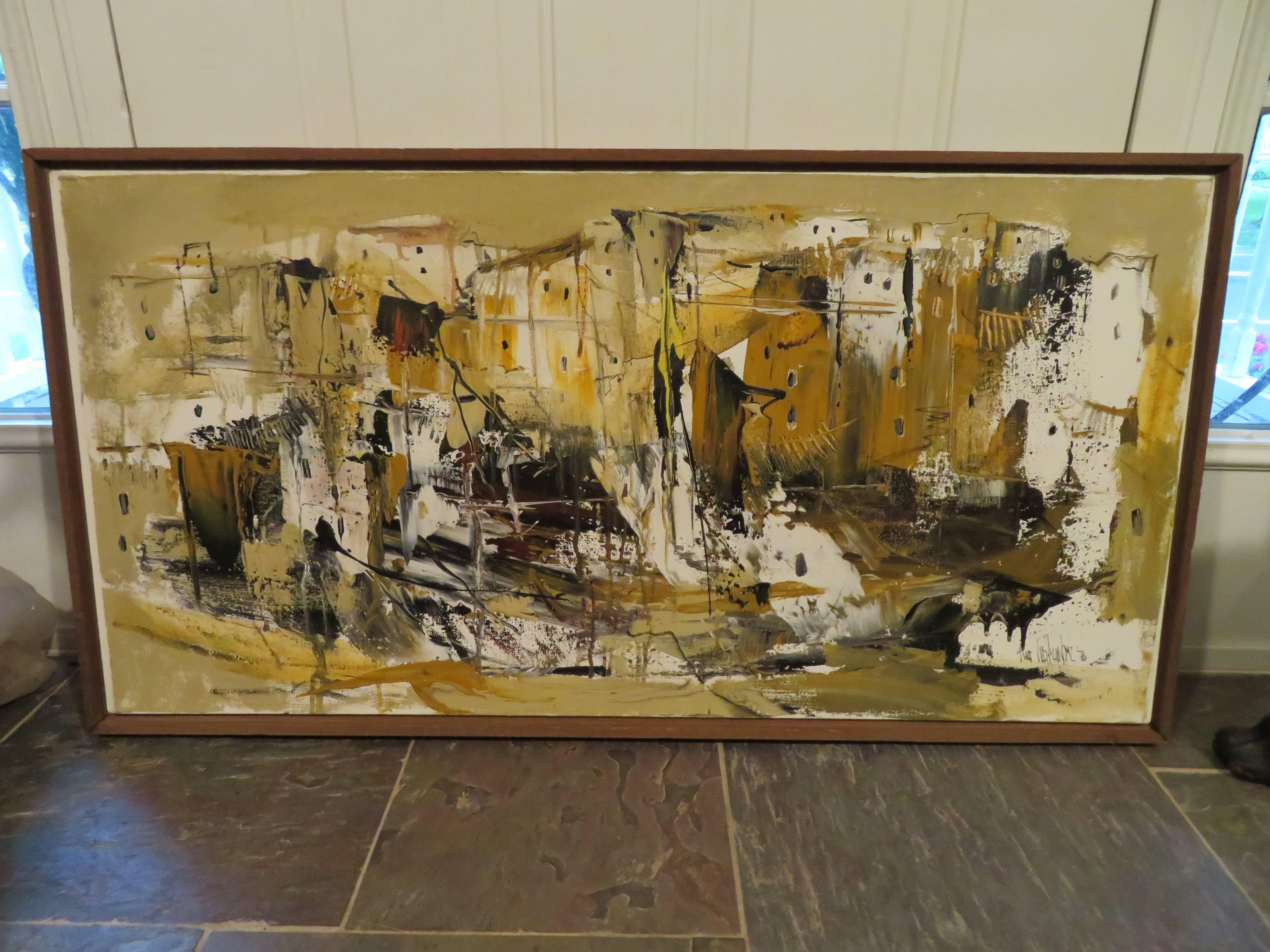 Fabulous Gino Hollander Abstract Painting Mid-Century Modern For Sale 3