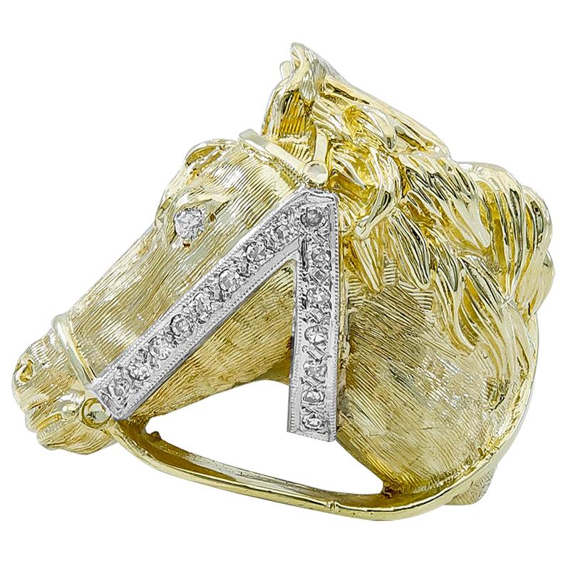 Fabulous Gold and Diamond Horse Ring