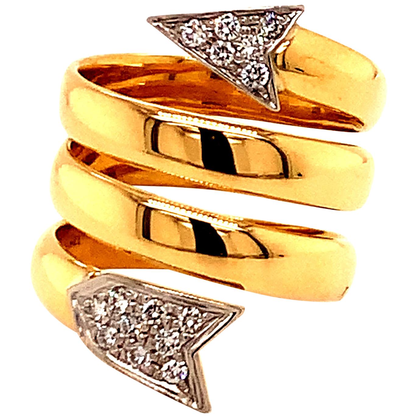 Fabulous Gold and Diamond Arrow Ring For Sale