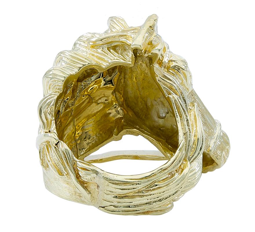 Brilliant Cut Fabulous Gold and Diamond Horse Ring