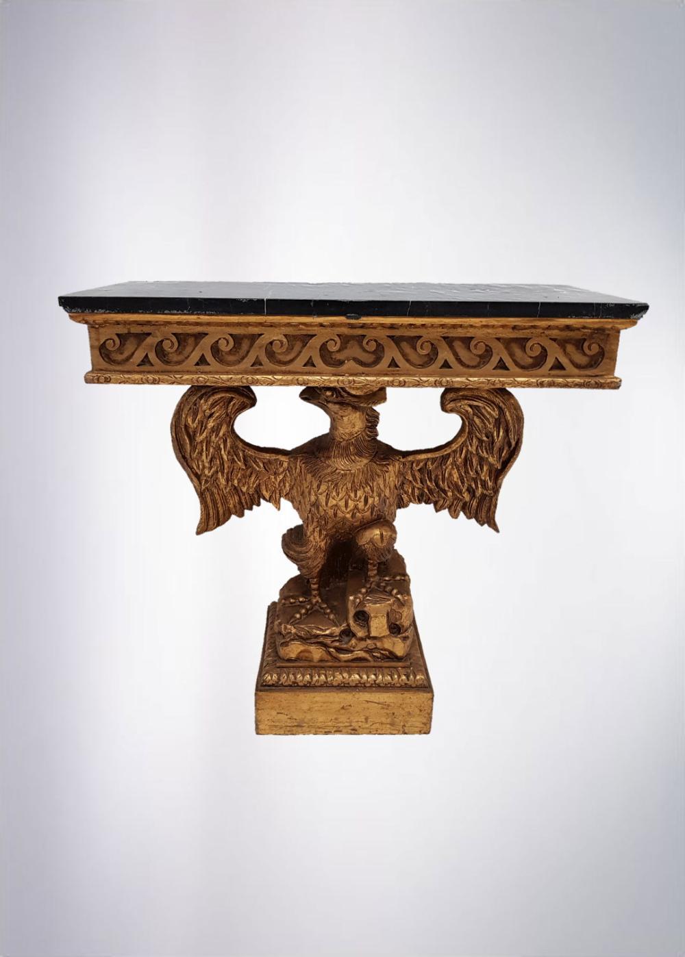 Fabulous Gold Gilded Eagle M/T Console Table In Excellent Condition In Washington Crossing, PA