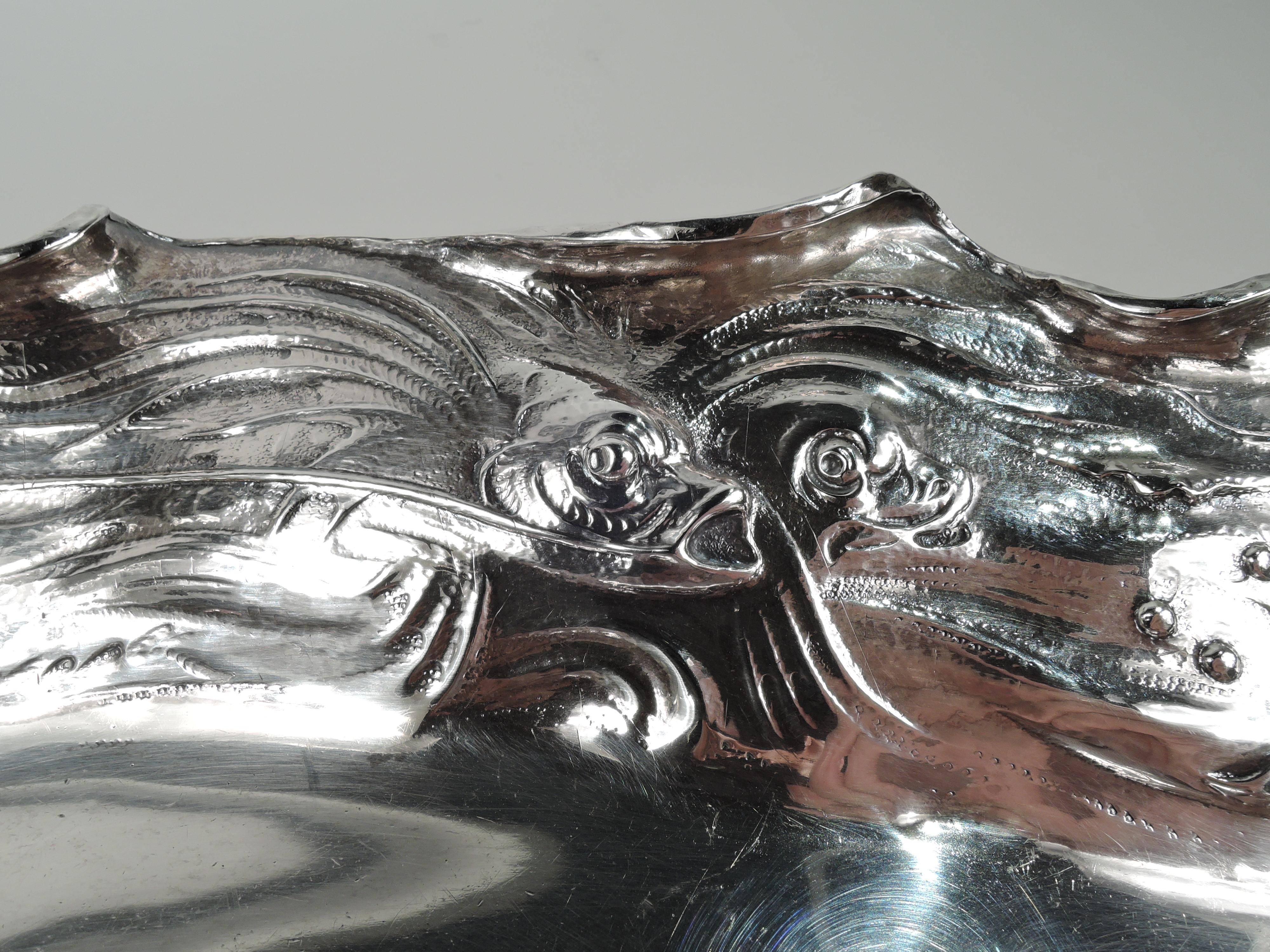 Fabulous Gorham Art Nouveau Martelé Silver Fish Platter  2