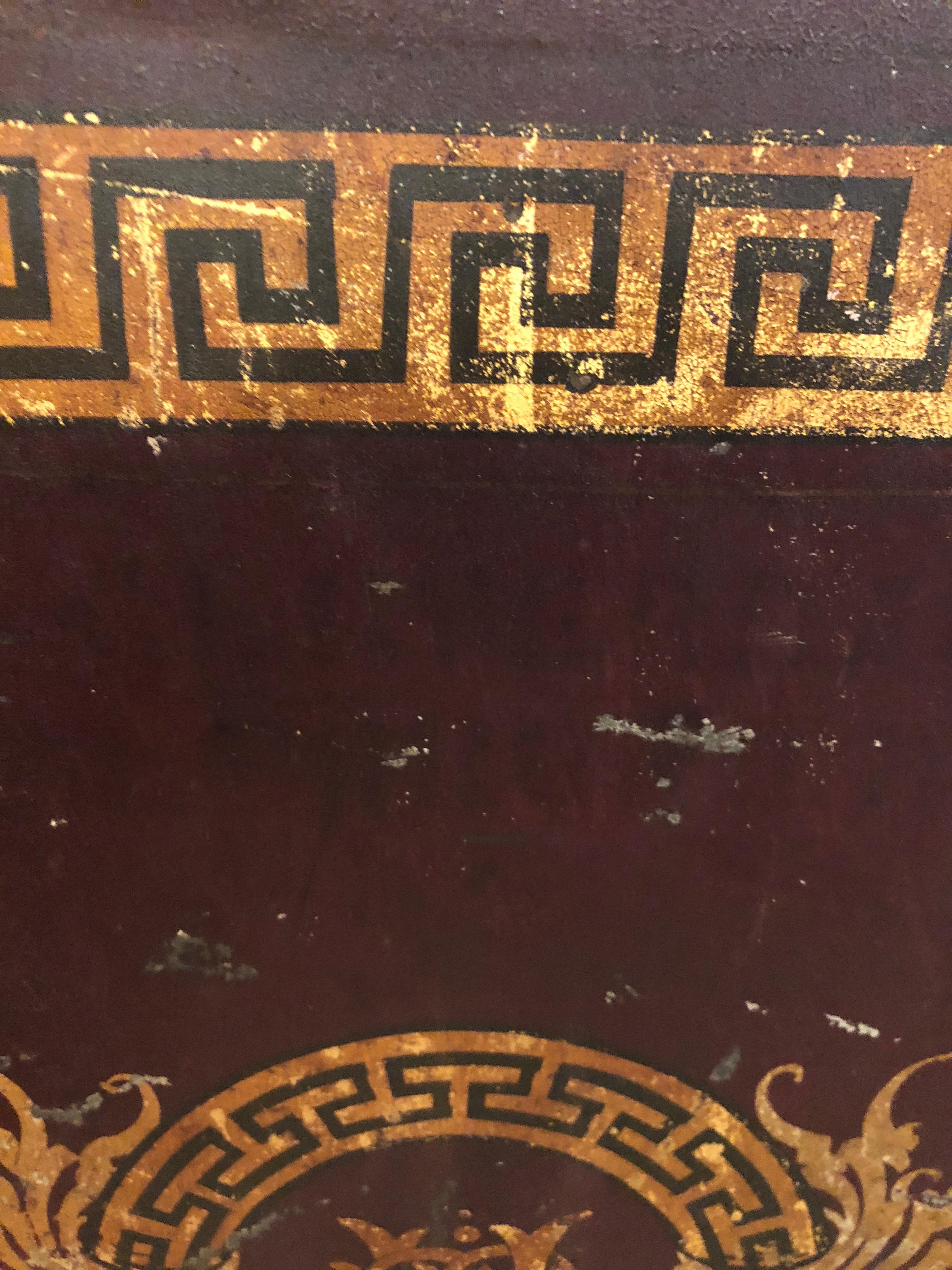 Neoclassical Fabulous Greek Key Decorated Antique Tea Cannister End Table