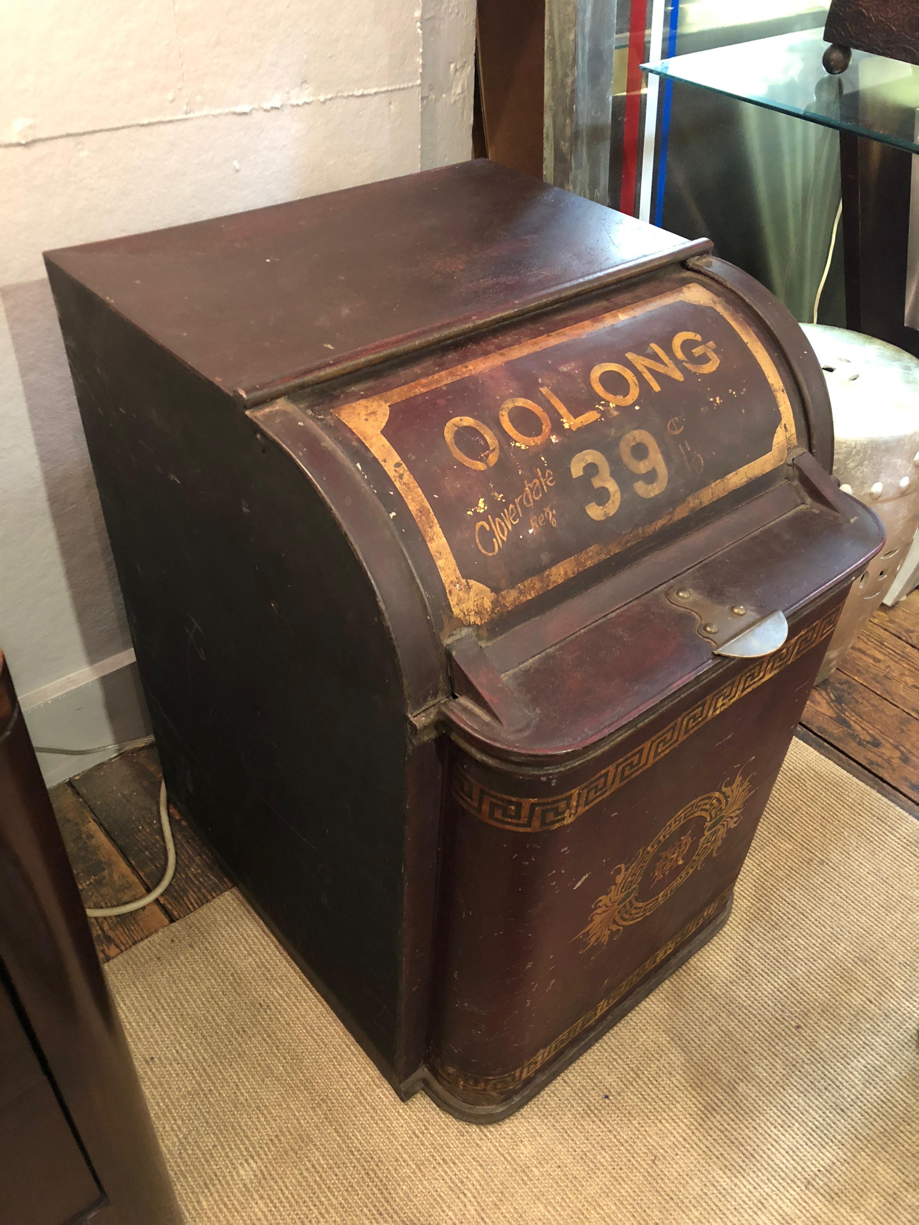 Fabulous Greek Key Decorated Antique Tea Cannister End Table 2
