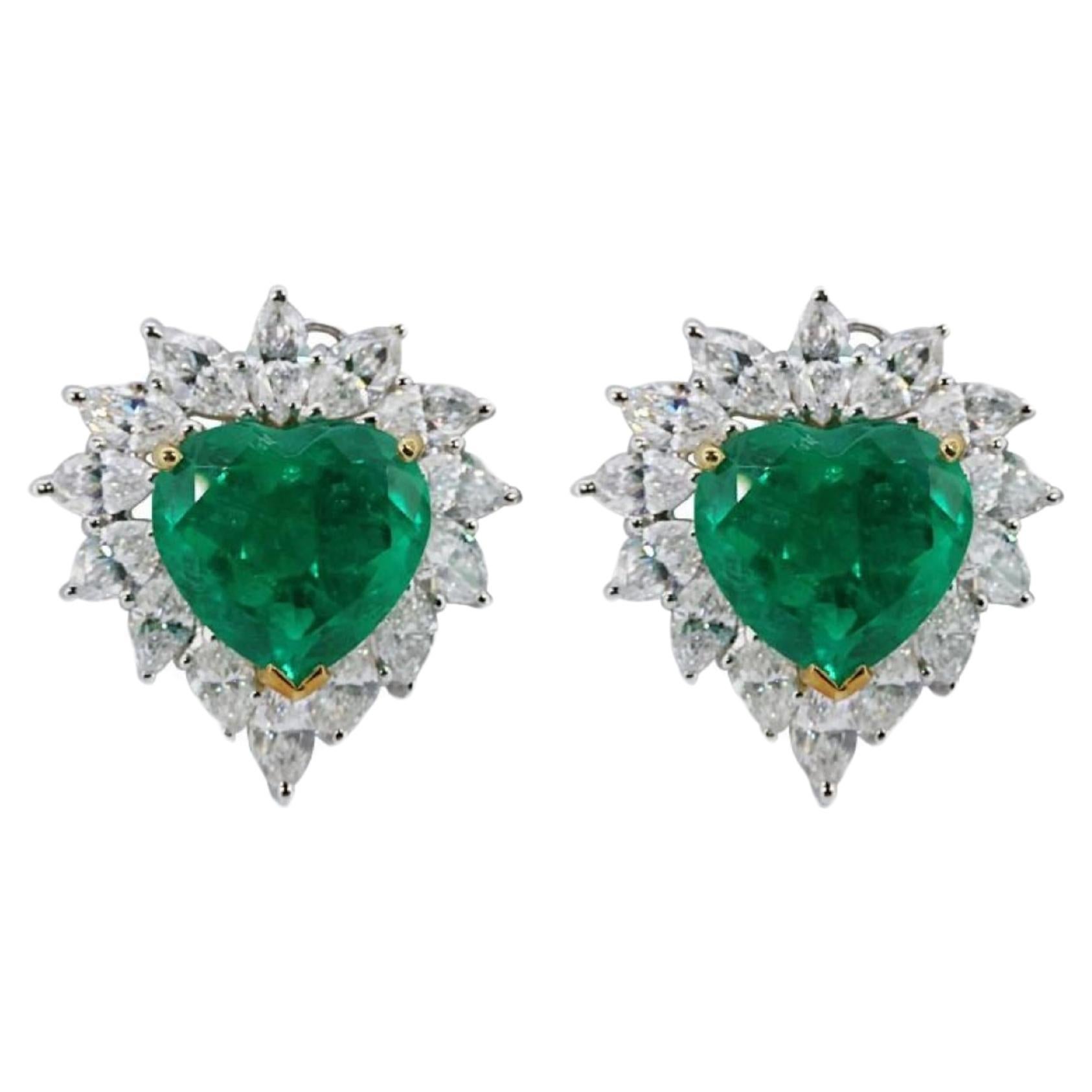 Fabulous Heart Emerald Earrings For Sale