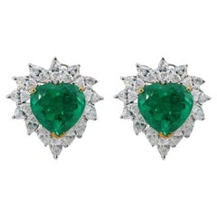 Fabulous Heart Emerald Earrings