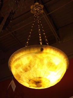 Fabulous Heavily Carved Alabaster Plafonnier