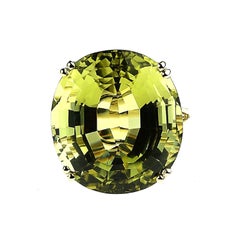 Fabulous Huge Oval Lemon Quartz Cocktail Ring in Yellow Gold