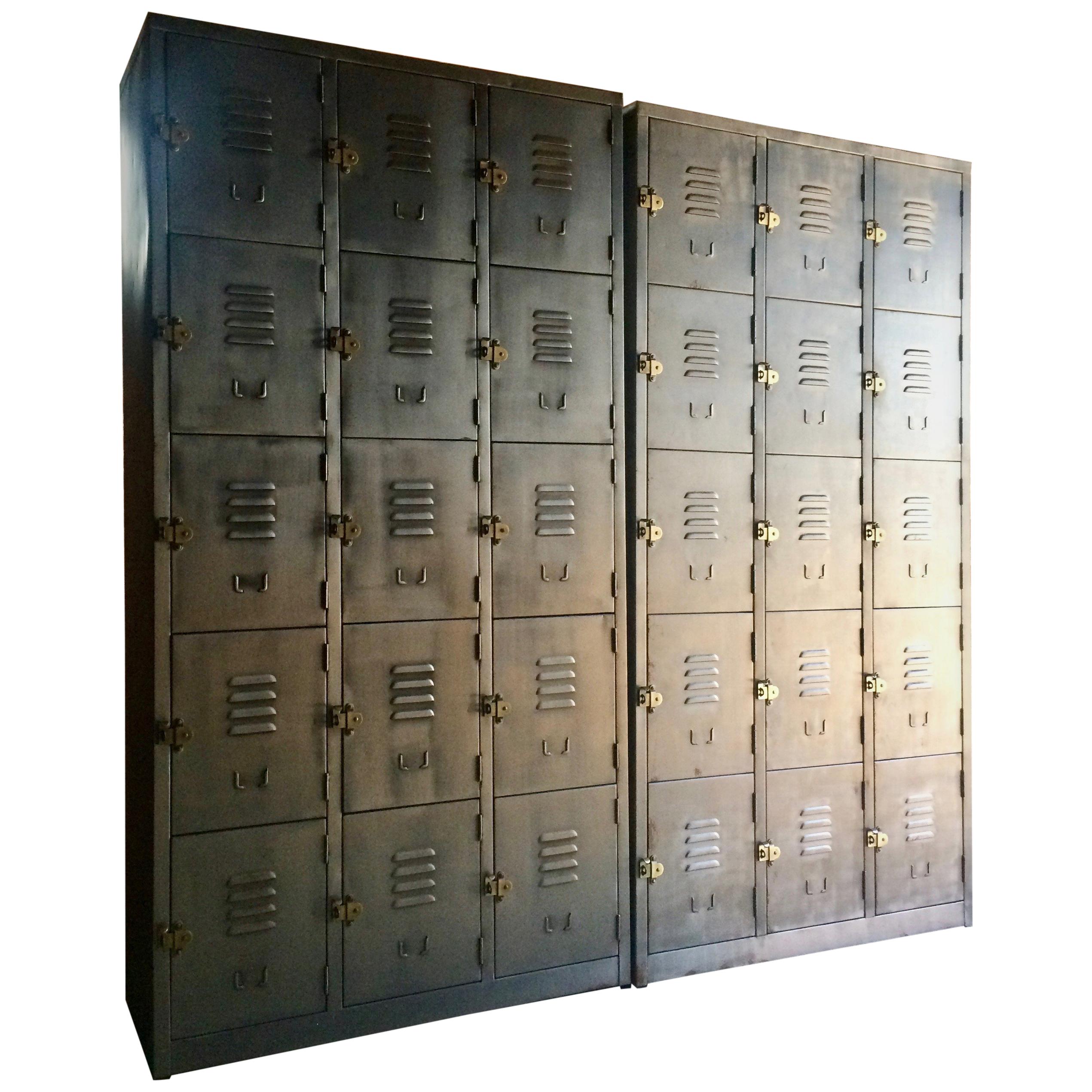 Hong Kong Fabulous Industrial Metal Lockers Thirty Cabinets Loft Style Brushed Steel