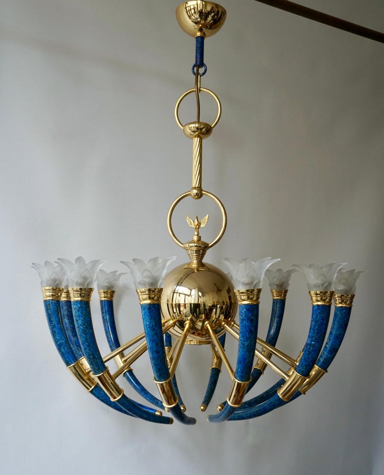 Gilt Brass and Murano Glass Torch Chandelier by - Banci Firenz 10