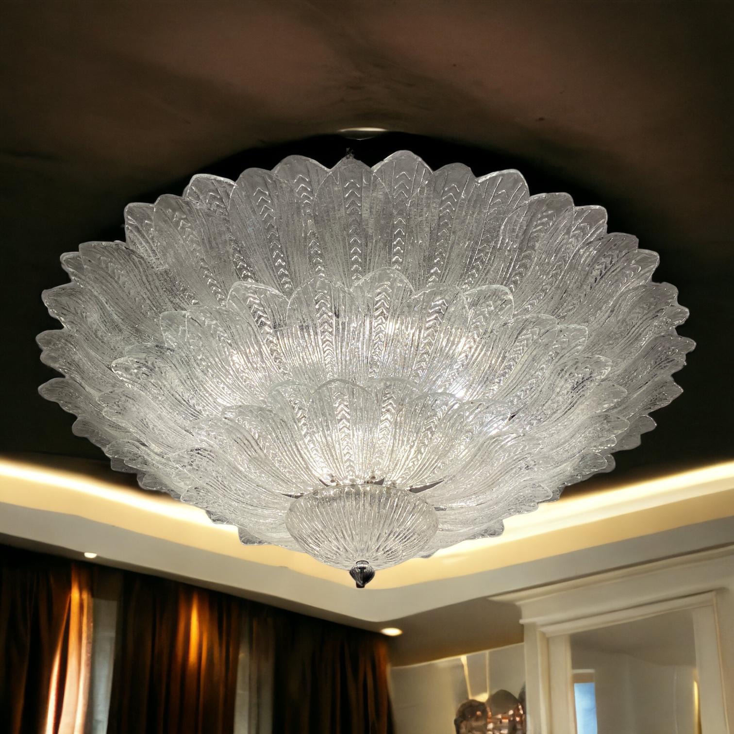 Mid-Century Modern Fabulous Italian Murano Glass Monumental Ceiling Light or Flushmount For Sale