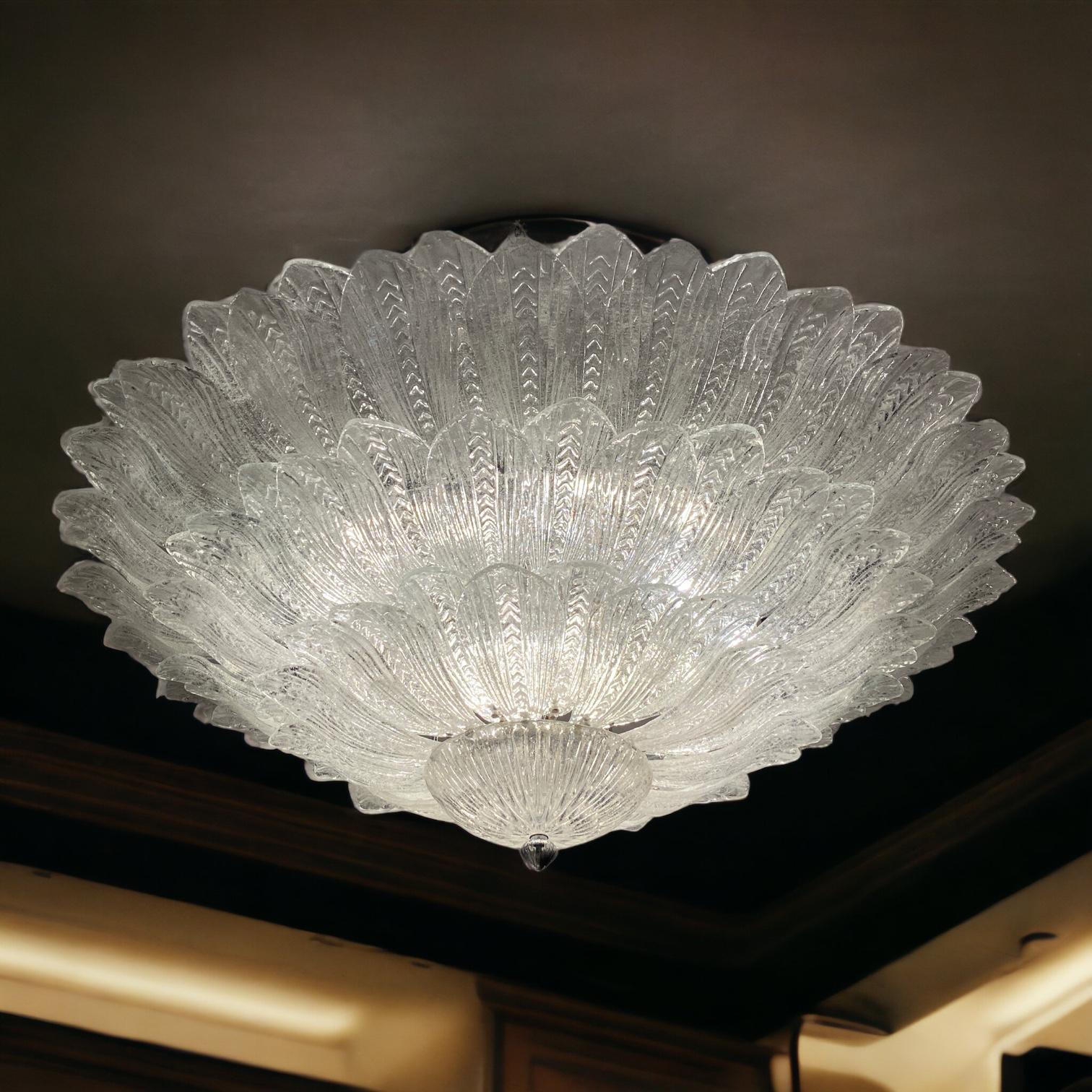Fabulous Italian Murano Glass Monumental Ceiling Light or Flushmount In New Condition For Sale In Rome, IT