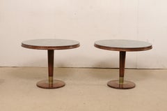 Fabulous Italian Pair of Mid-Century Tables w/Custom Mirrored Sunburst Tops