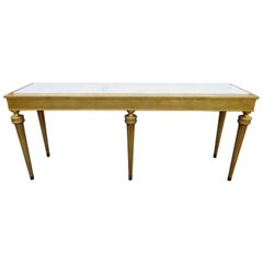 Fabulous Jansen Style Hollywood Regency Marble-Top Gilded Gold Console Table