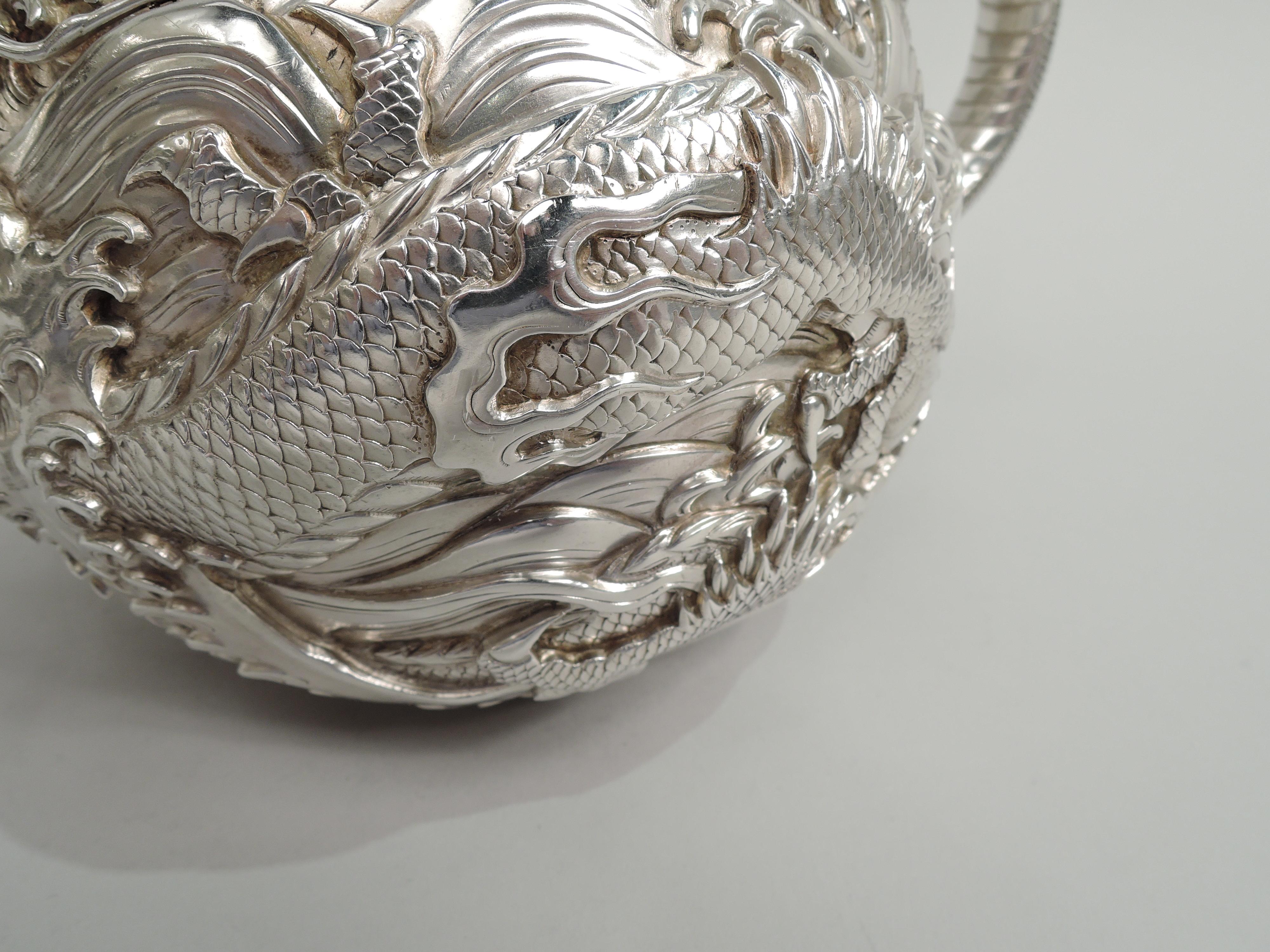 Fabulous Japanese Meiji-Era Silver Dragon Teapot by Konoike 2