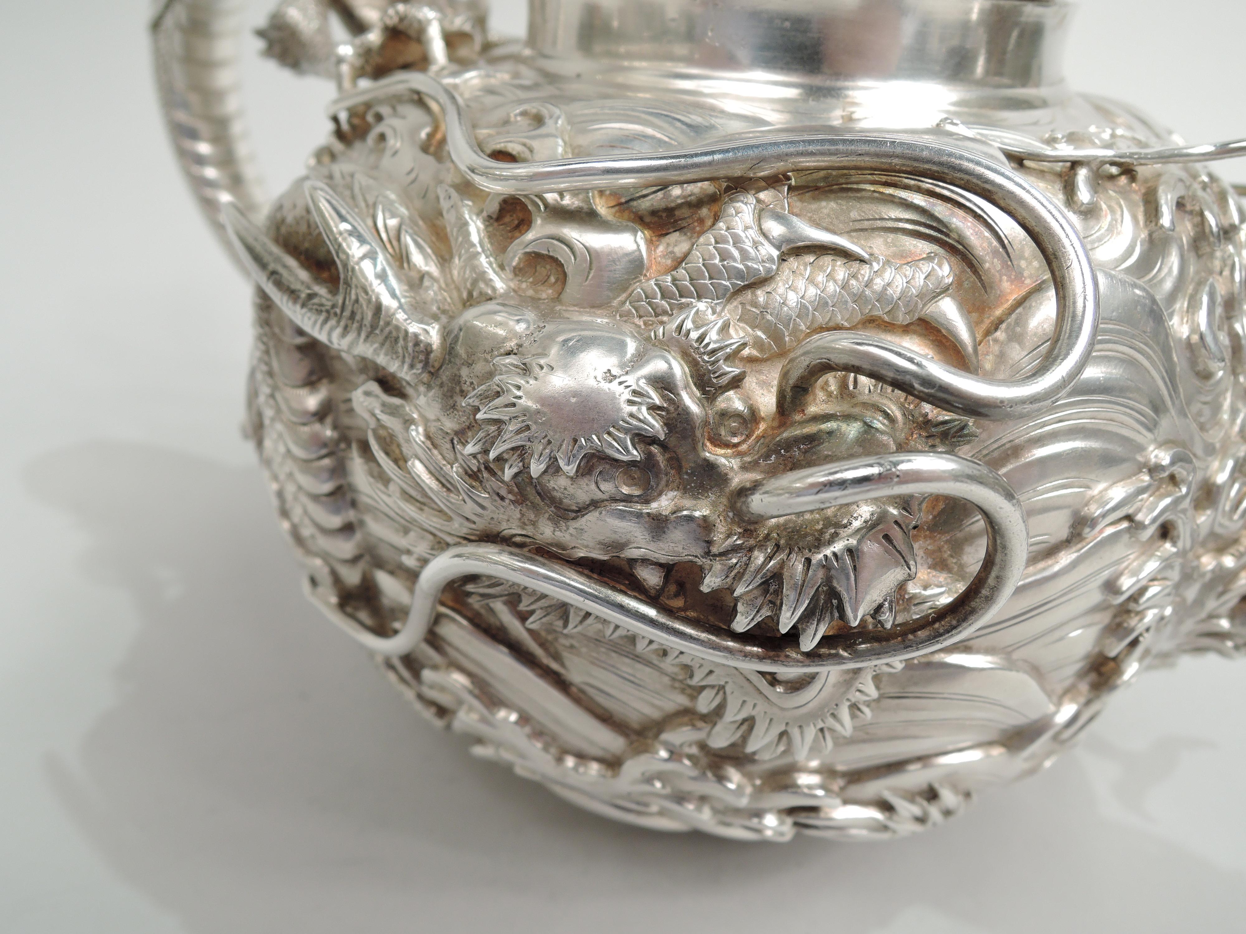 Fabulous Japanese Meiji-Era Silver Dragon Teapot by Konoike 3