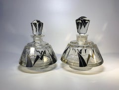 Fabulous Karl Palda Art Deco Czech Black Enamel Perfume 5 Piece Vanity Set 1920s