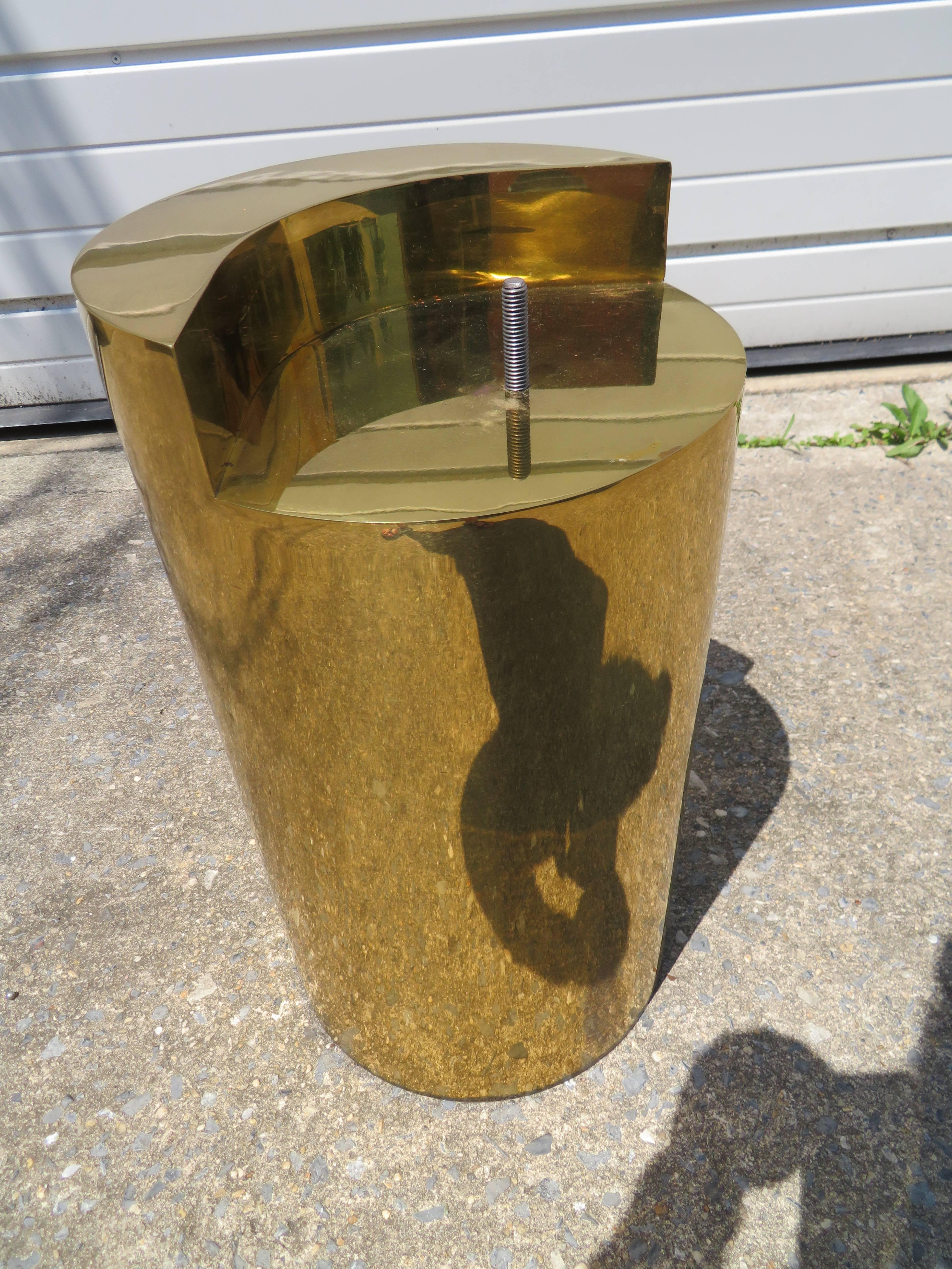 American Fabulous Karl Springer Brass Cylinder Cantilevered Side Table Hollywood Regency