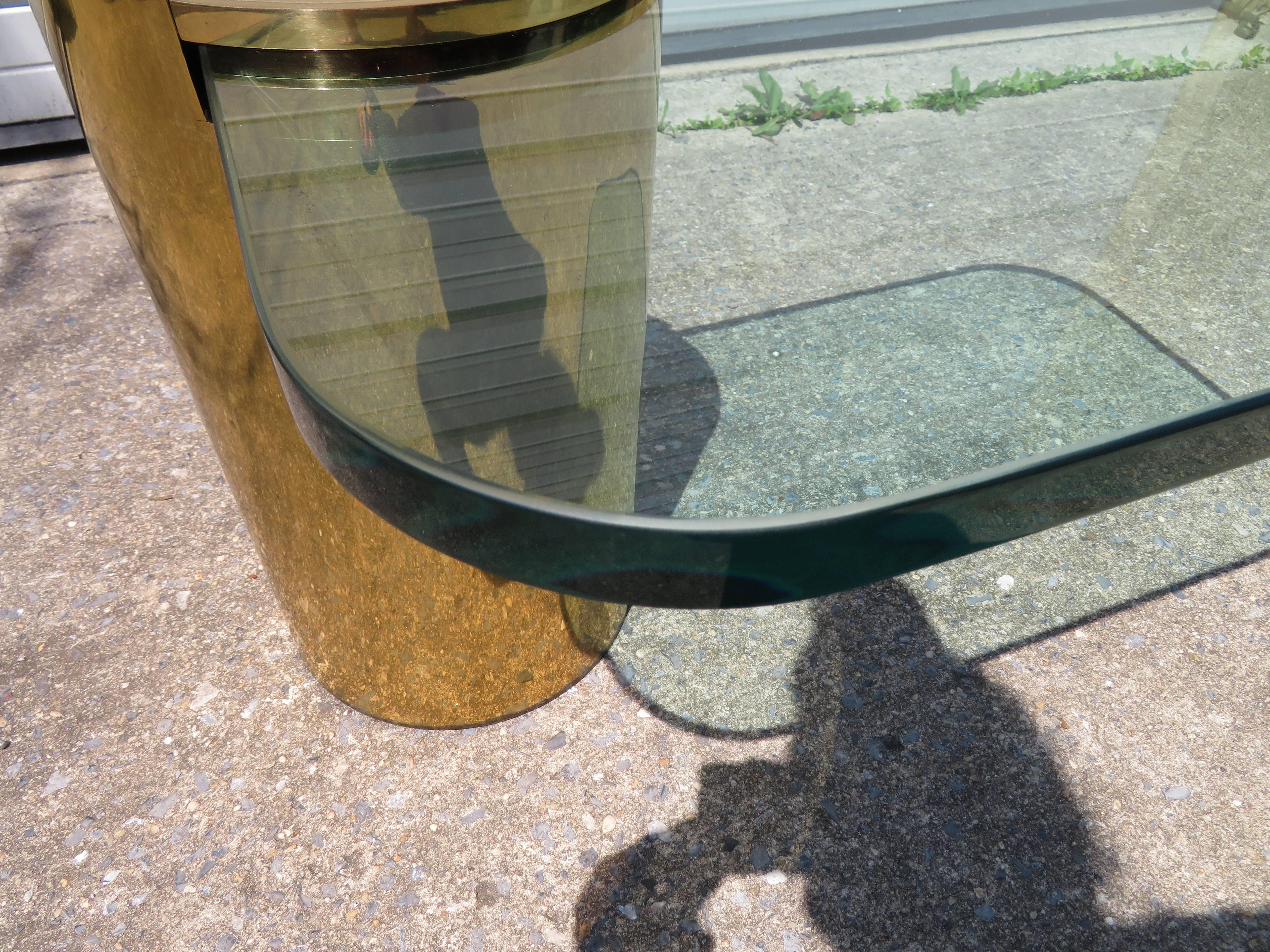 Fabulous Karl Springer Brass Cylinder Cantilevered Side Table Hollywood Regency 2