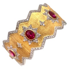 Fabulous Lab-Ruby Vermeil Wide Cuff Bracelet