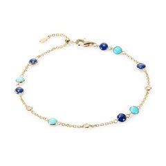 Fabuleux bracelet à breloques Lapis Lazuli en or jaune et diamants Lazyrit pour Her