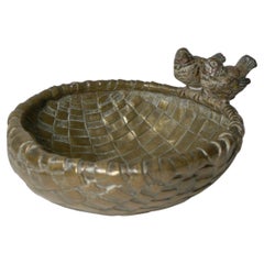 Fabulous Large Antique Vienna Bronze Bowl, Birds, Wrens c.1880