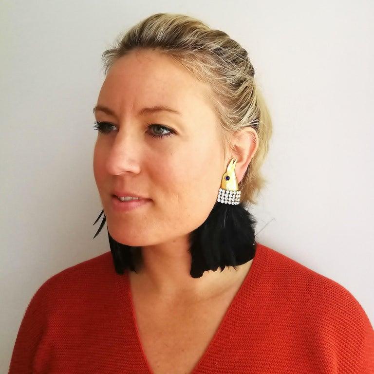 Fabulous large 'Bird of Paradise' earrings, Isabel Canovas, 1980s In Good Condition In Greyabbey, County Down