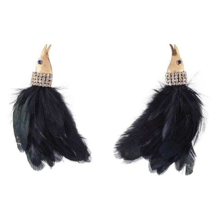 Fabulous large 'Bird of Paradise' earrings, Isabel Canovas, 1980s 2