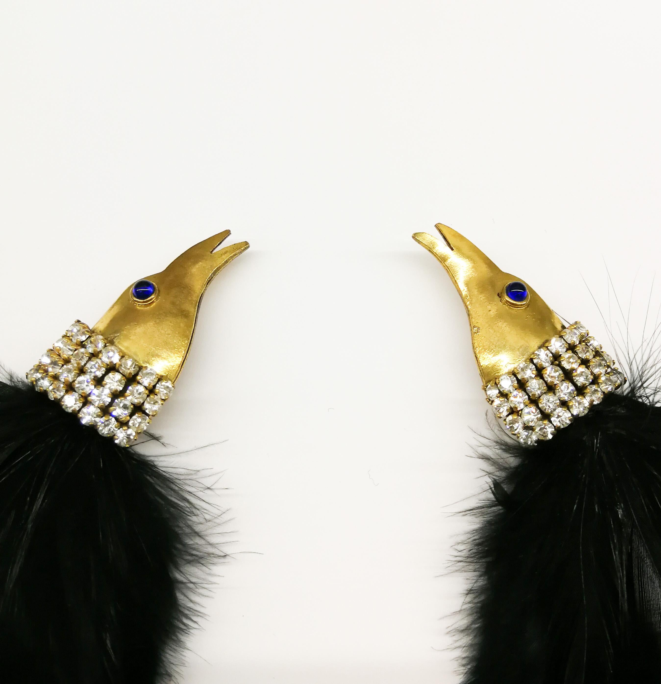 Fabulous large 'Bird of Paradise' earrings, Isabel Canovas, 1980s 4