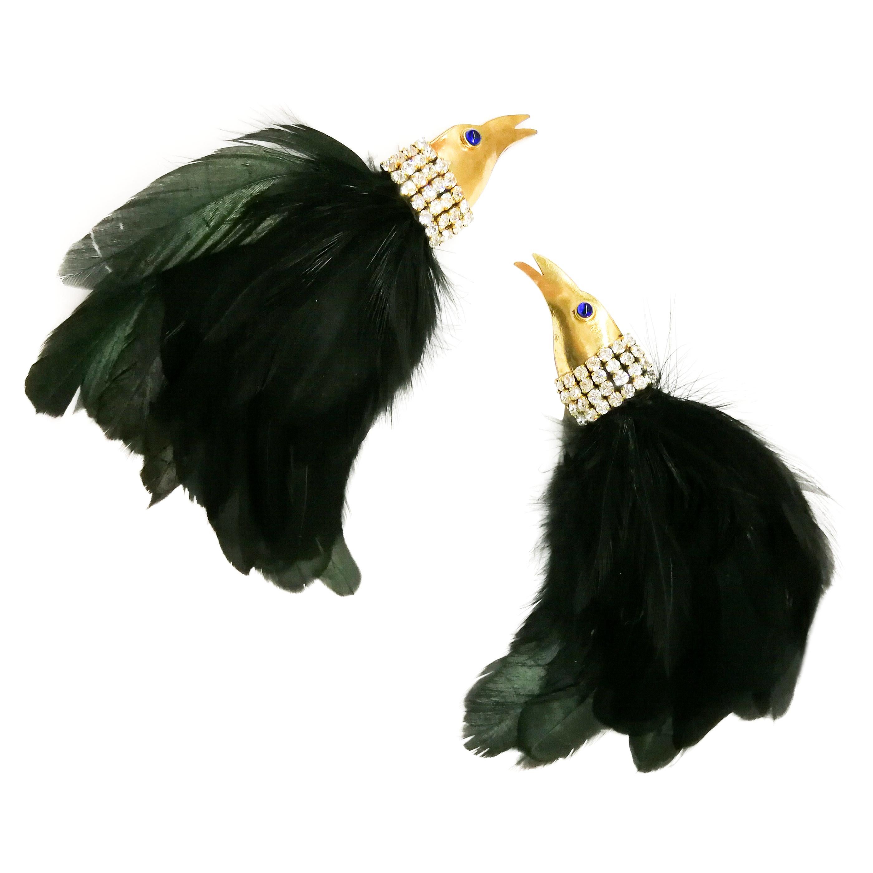 Fabulous large 'Bird of Paradise' earrings, Isabel Canovas, 1980s