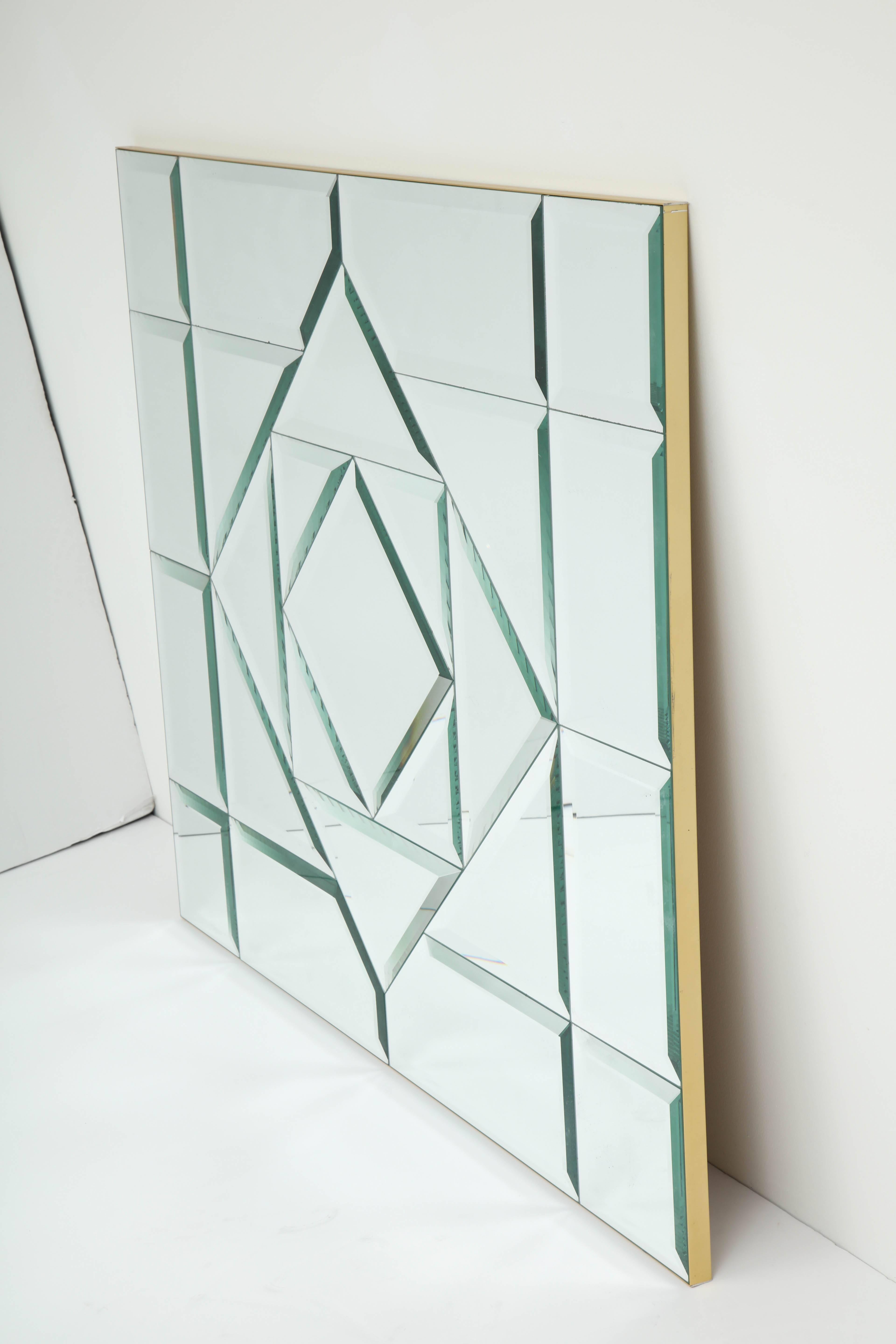 Fabulous Large Faceted Bevelled Mirror In Excellent Condition For Sale In New York, NY