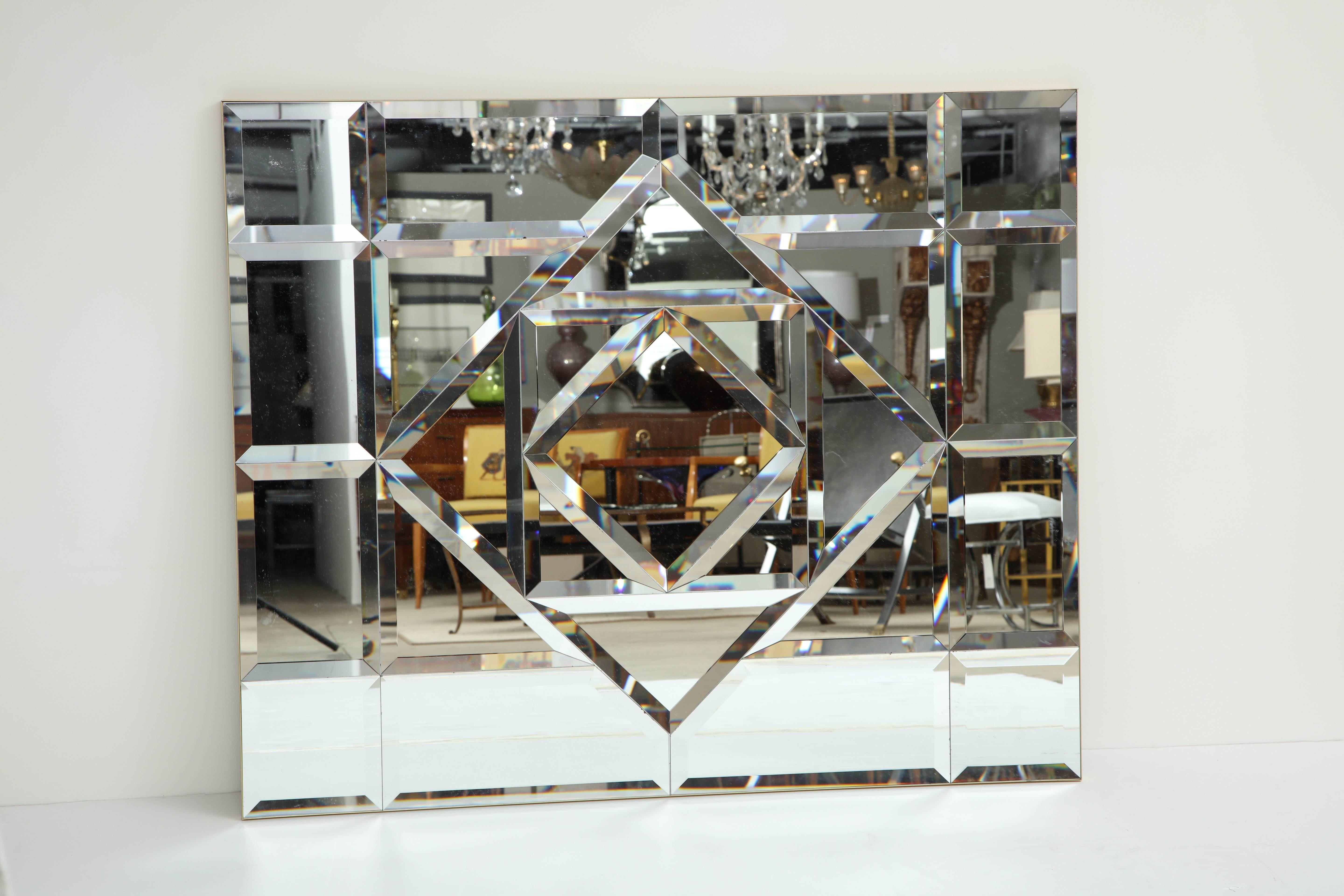 Fabulous Large Faceted Bevelled Mirror For Sale 2