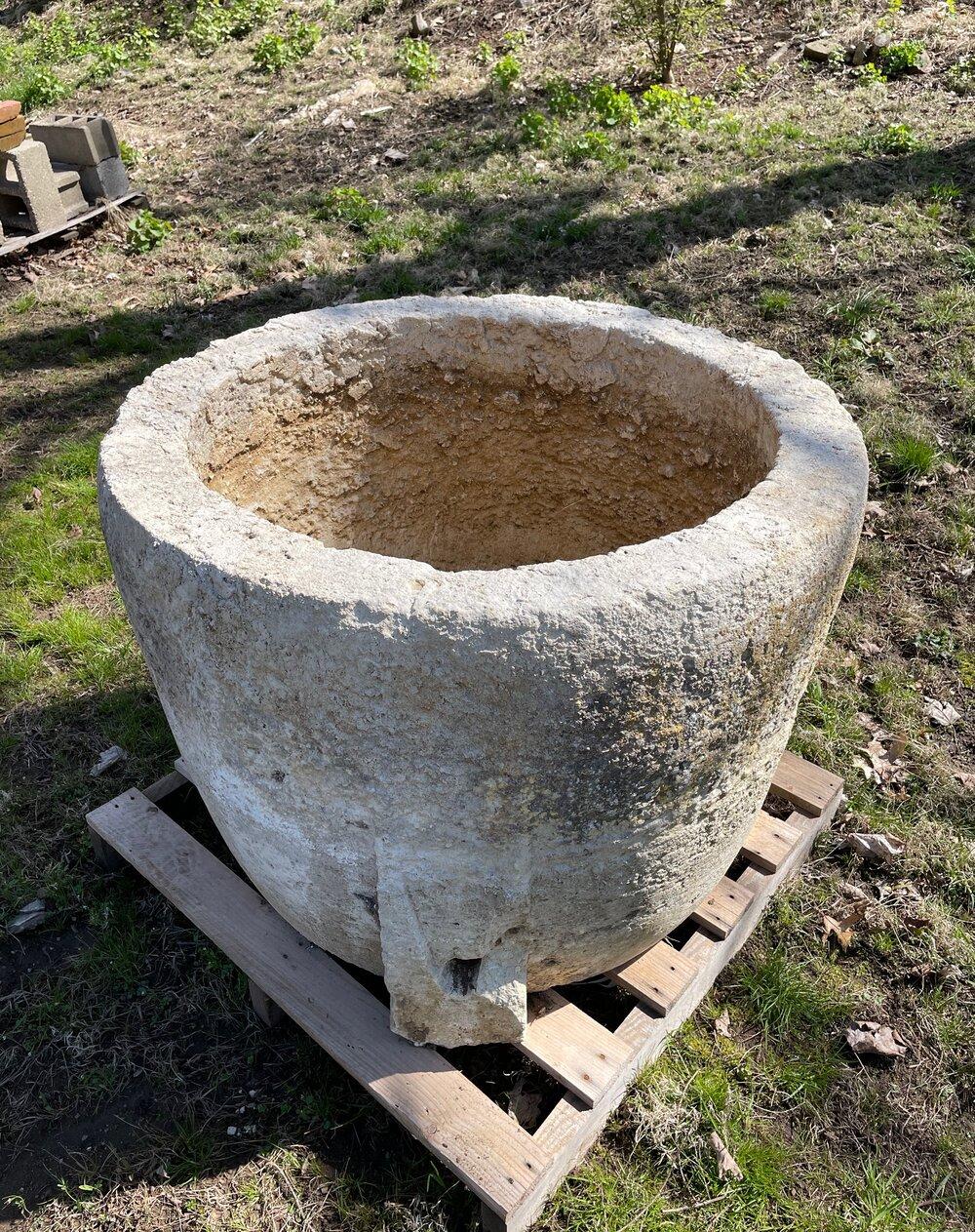 18th Century Large Round French 18th C Carved Limestone Trough/Fountain/Basin/Planter