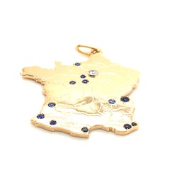 Fabulous Large Gold Gemset Map of France
