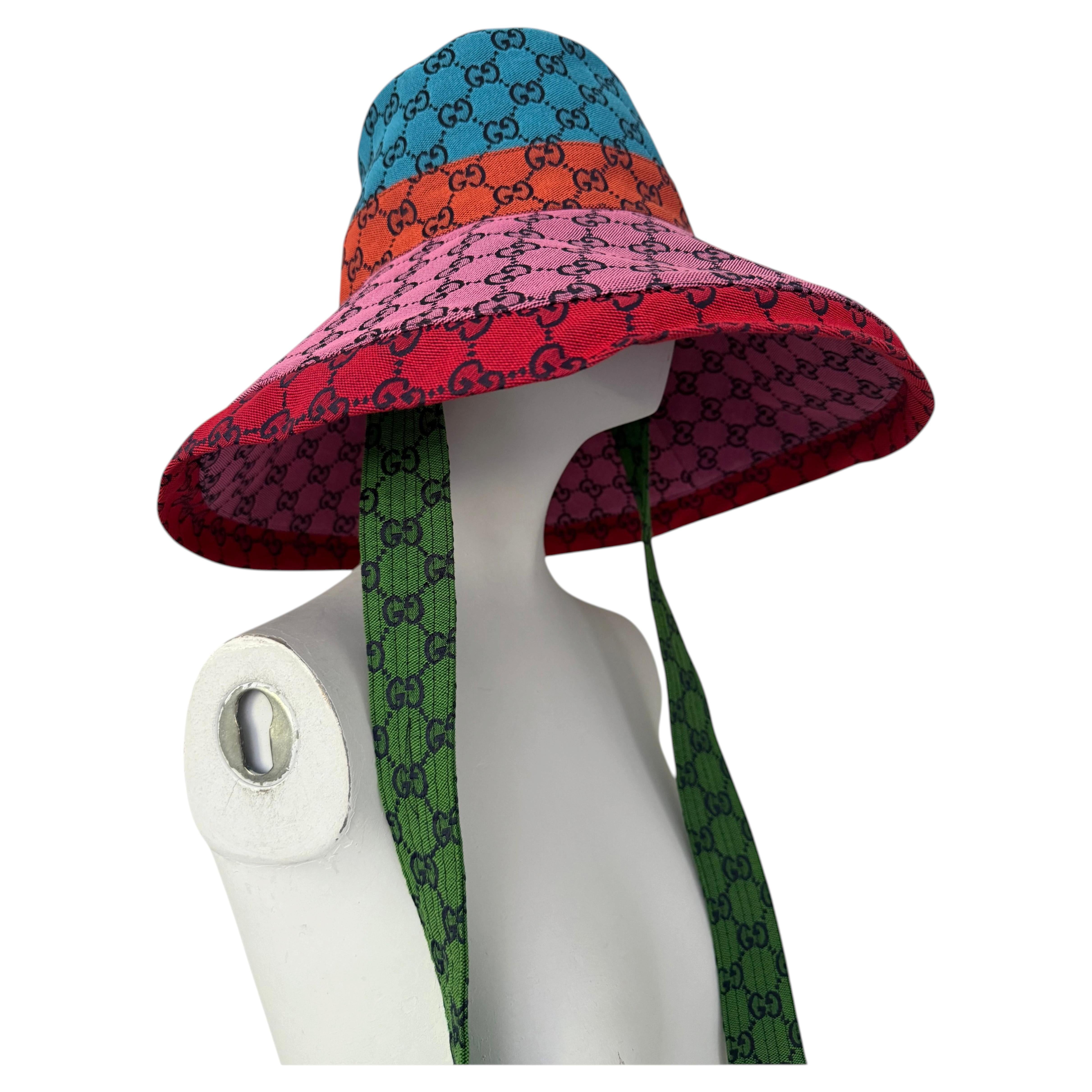 Wunderschöne, große Gucci-Kappe aus mehrfarbigem Canvas, Modell 2021 – NEU, mit Etiketten
