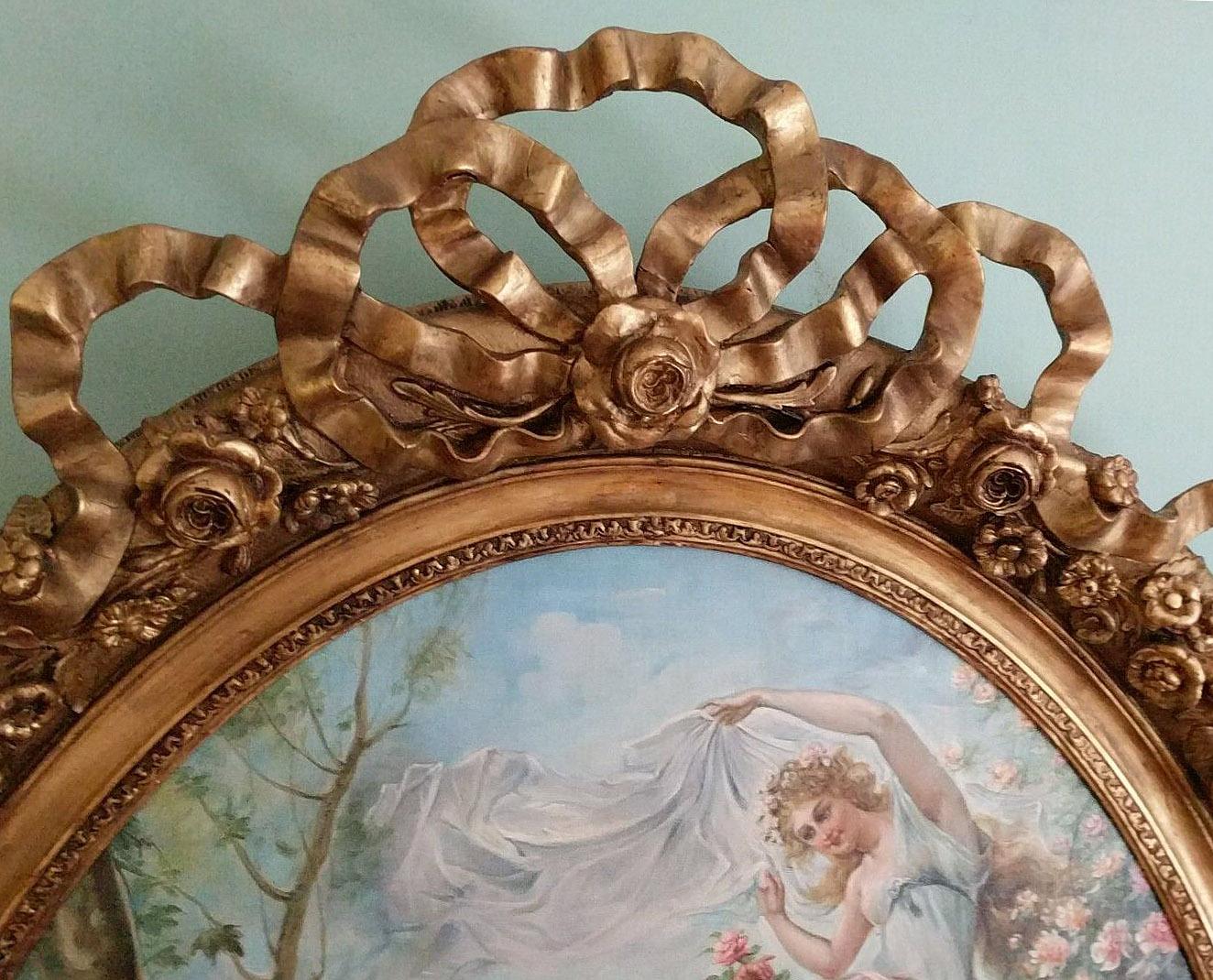 Favoloso dipinto ad olio originale di grandi dimensioni raffigurante delle fanciulle di Hans Zatzka 1859-1945 In condizioni buone in vendita a Long Island City, NY