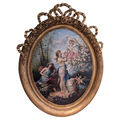 Antique Fabulous Large original oil painting of maidens by Hans Zatzka 1859-1945