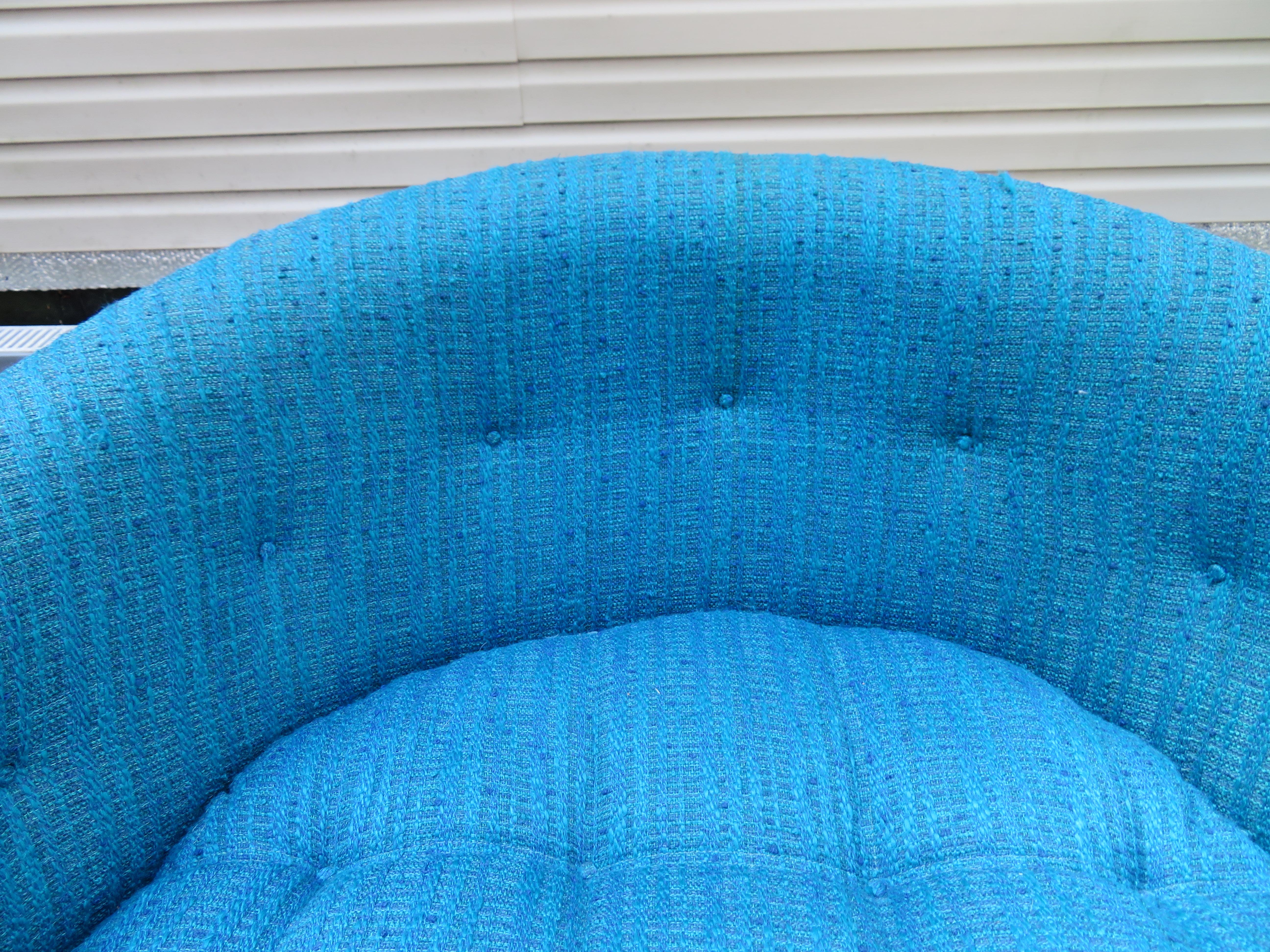 Upholstery Fabulous Large Round Circular Milo Baughman Swivel Lounge Chair Thayer Coggin