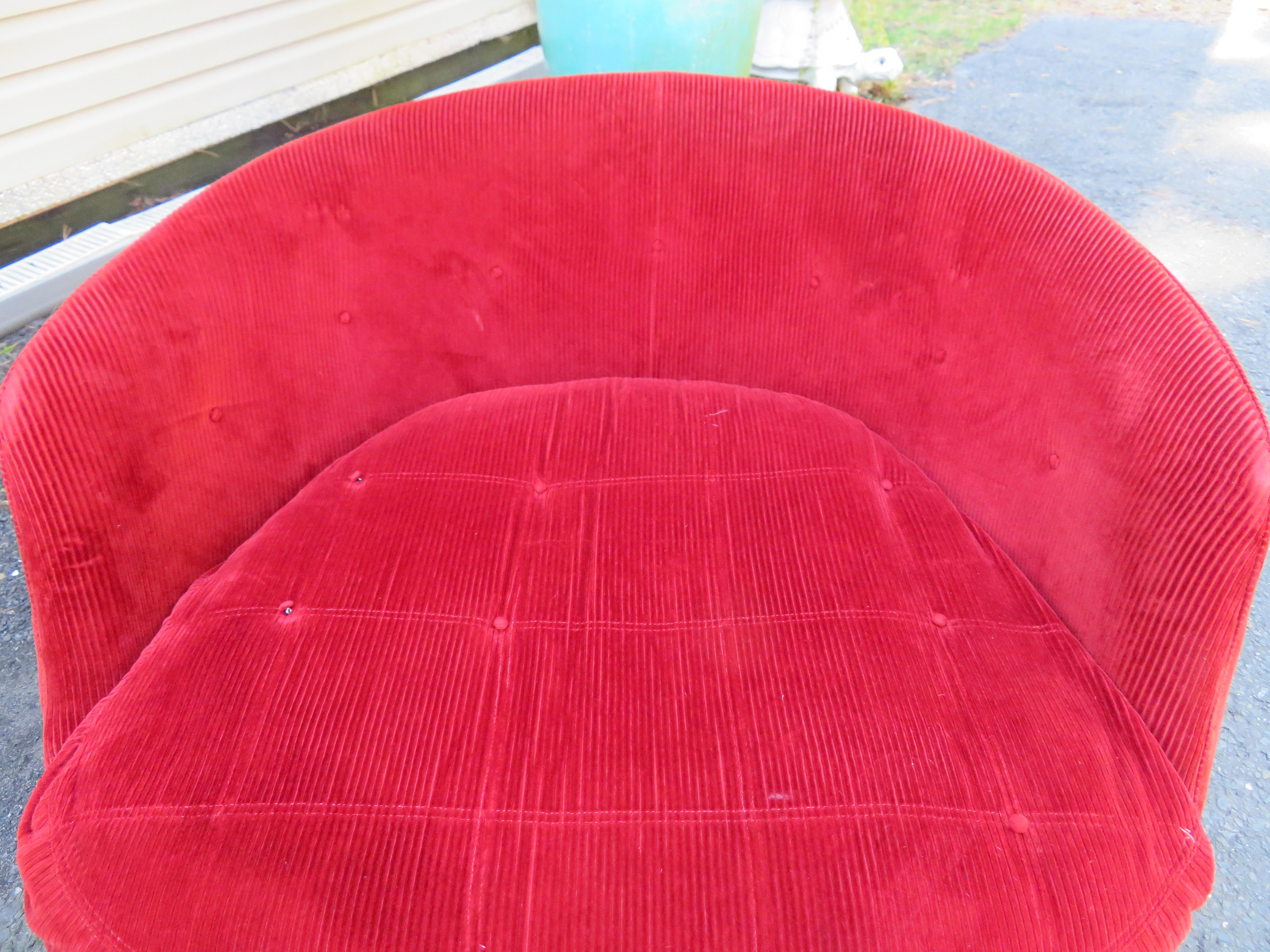 American Fabulous Large Round Circular Milo Baughman Swivel Lounge Chair Thayer Coggin